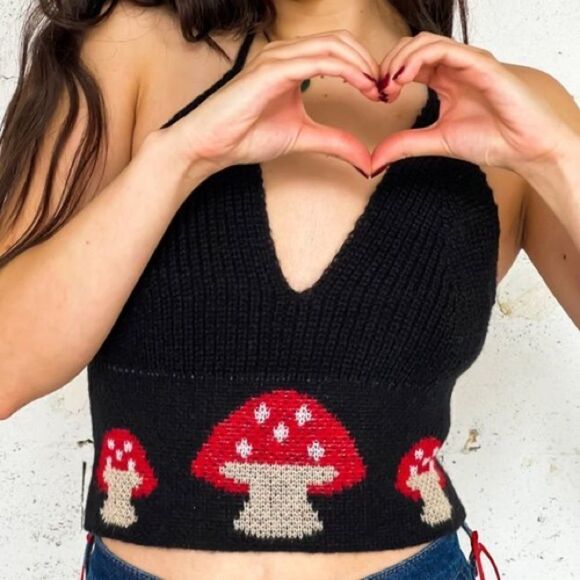 Fairycore Mushroom Halter Top Size Large - Picture 1 of 3